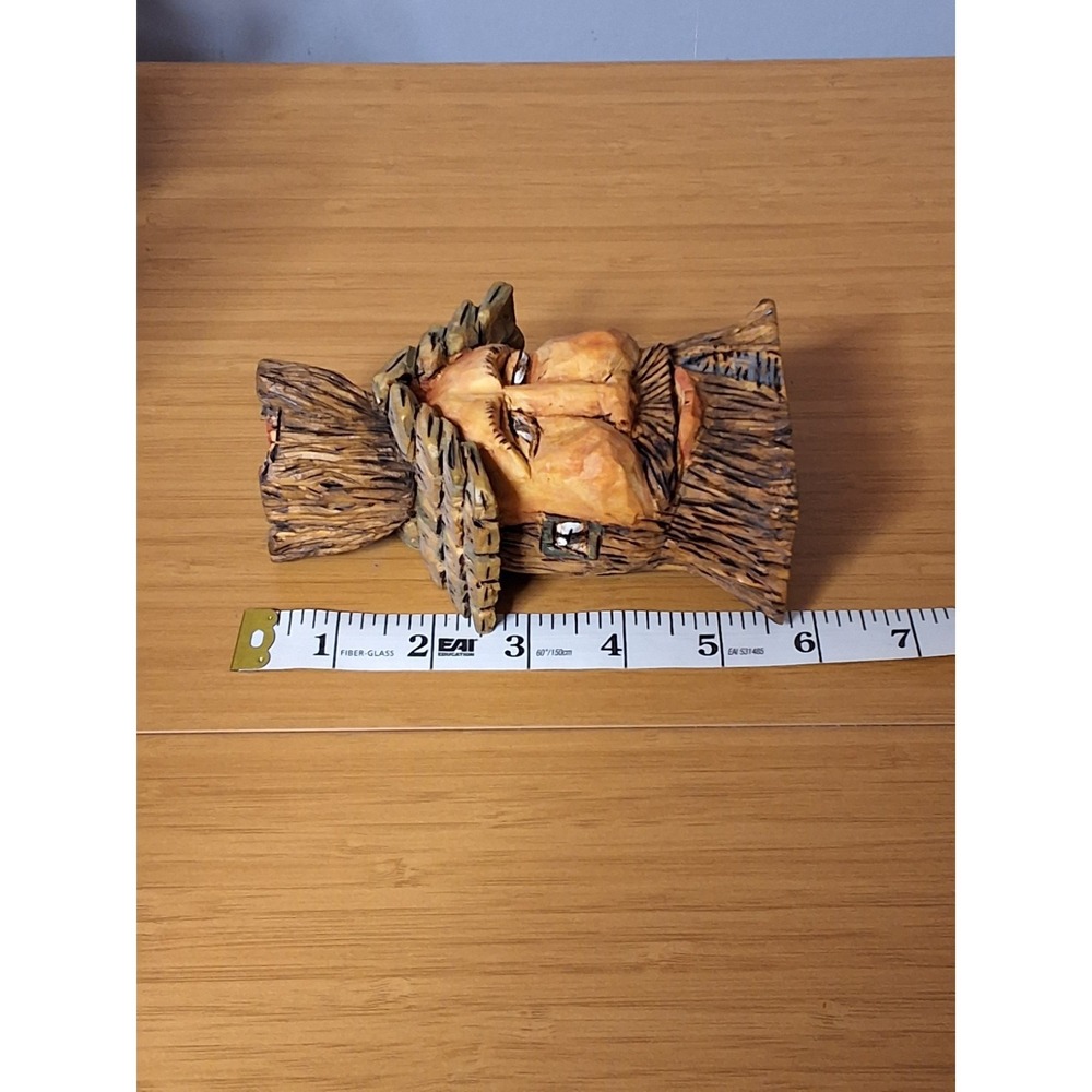 Handcrafted Set Of Wooden Sculptures. Very Detailed Whimsical Set. Lot Of 4 - Picture 5 of 16